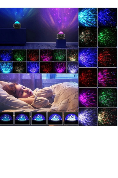 Bluetooth hoparlörlü sese duyarlı projektör gece lambası tavan aydınlatıcı çok renkli