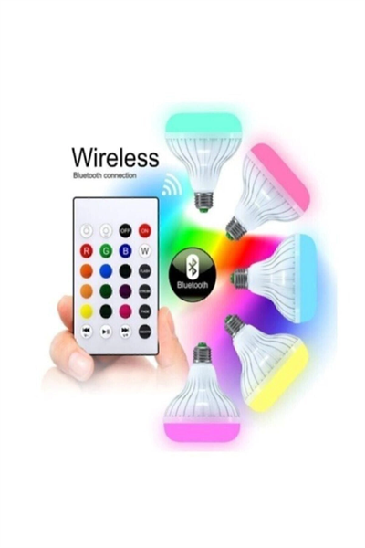 Bluetooth hoparlörlü uzaktan kumandalı led ışık beyaz renkli 7 renk ışık seçeneği