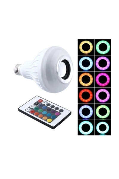 Bluetooth hoparlörlü uzaktan kumandalı led ışık beyaz renkli 7 renk ışık seçeneği