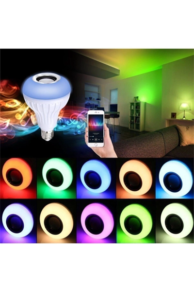 Bluetooth hoparlörlü ve uzaktan kumandalı beyaz LED lamba, 2 yıl garantili - Elektronik