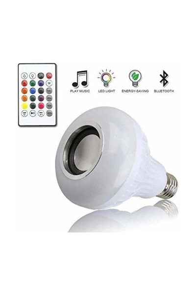 Bluetooth hoparlörlü ve uzaktan kumandalı beyaz LED lamba, 2 yıl garantili - Elektronik