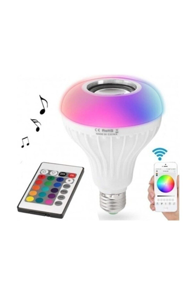 Bluetooth hoparlörlü ve uzaktan kumandalı beyaz LED lamba, 2 yıl garantili - Elektronik