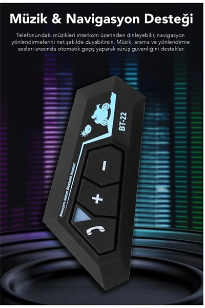 Bluetooth mikrofonlu kablosuz kask interkom kulaklık RGB led ışıklı 2 yıl garantili