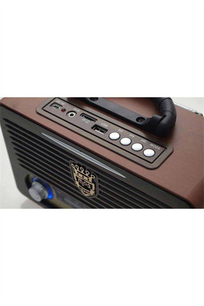 Bluetooth özellikli bej renkli USB ve SD kart destekli şarjlı nostaljik radyo - Elektronik