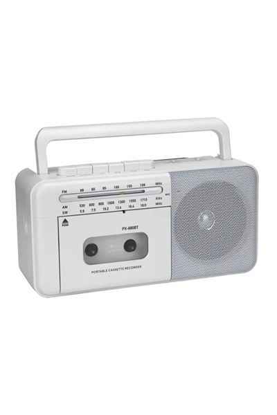 Bluetooth özellikli beyaz kasetçalar radyo, 2 yıl garantili nostaljik müzik sistemi
