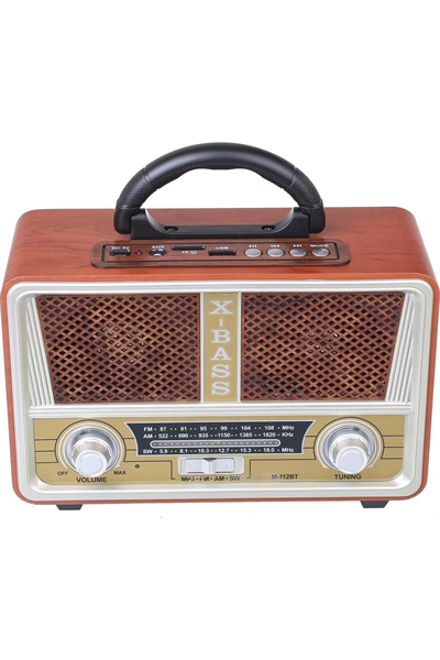 Bluetooth özellikli beyaz nostaljik ahşap radyo FM SD AUX USB girişli 2 yıl garantili