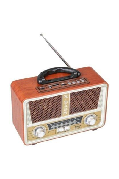 Bluetooth özellikli beyaz nostaljik ahşap radyo FM SD AUX USB girişli 2 yıl garantili