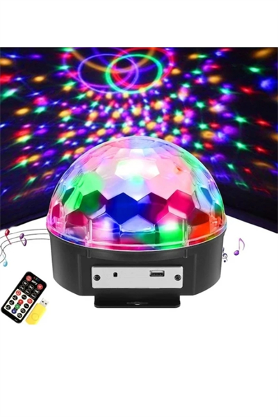 Bluetooth özellikli beyaz renkli ışıklı lazer led küre disko topu parti aydınlatması