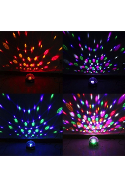 Bluetooth özellikli beyaz renkli ışıklı lazer led küre disko topu parti aydınlatması