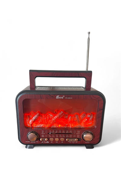 Bluetooth özellikli bordo şömine görünümlü nostaljik radyo, 2 yıl garantili - Elektronik