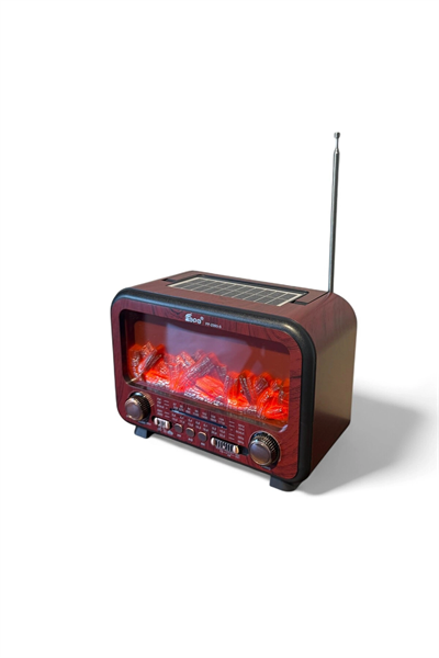 Bluetooth özellikli bordo şömine görünümlü nostaljik radyo, 2 yıl garantili - Elektronik