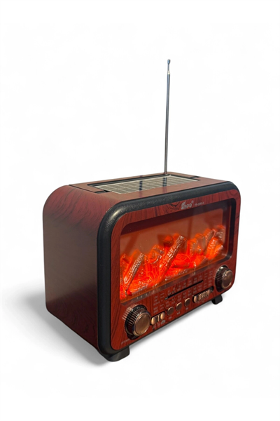 Bluetooth özellikli bordo şömine görünümlü nostaljik radyo, 2 yıl garantili - Elektronik