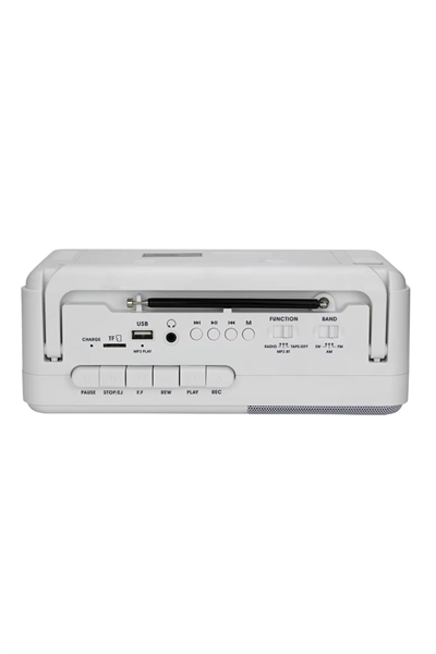 Bluetooth özellikli gri kaset çalar, FM radyo, USB ve MP3 oynatıcı, 2 yıl garantili