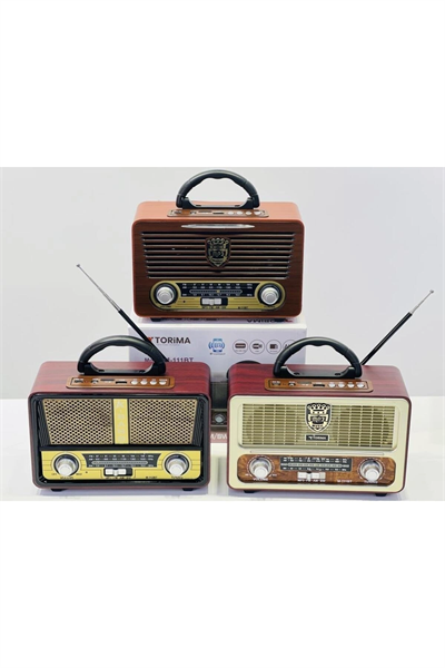 Bluetooth özellikli ışıklı kumandalı nostaljik radyolu hoparlör beyaz 2 yıl garantili