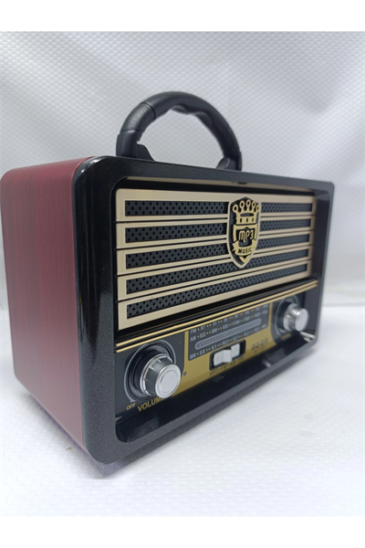 Bluetooth özellikli kahverengi nostaljik radyo USB SD MP3 çalarlı 2 yıl garantili