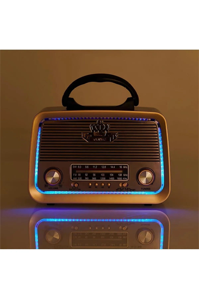 Bluetooth özellikli kahverengi nostaljik radyo FM SD kart AUX girişli 2 yıl garantili
