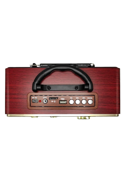 Bluetooth özellikli kahverengi nostaljik radyo USB SD kart girişli 2 yıl garantili