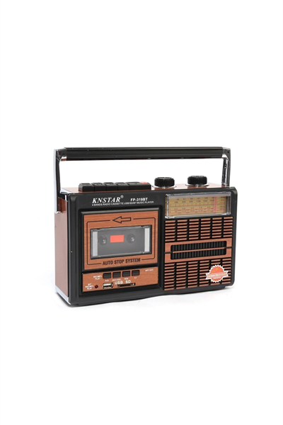 Bluetooth özellikli kahverengi nostaljik kaset çalar USB SD TF kart FM AM SW1-2 radyo 2 yıl