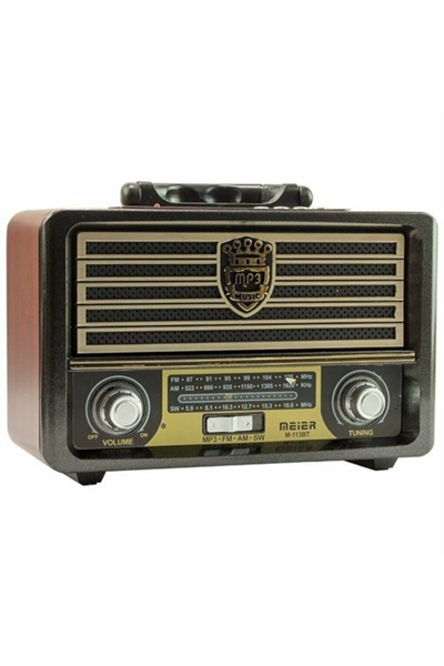 Bluetooth özellikli kahverengi nostaljik radyo USB SD MP3 çalarlı 2 yıl garantili