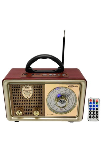 Bluetooth özellikli kahverengi nostaljik radyo USB SD kart girişli 2 yıl garantili