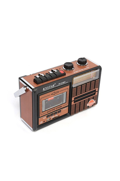 Bluetooth özellikli kahverengi nostaljik kaset çalar USB SD TF kart FM AM SW1-2 radyo 2 yıl