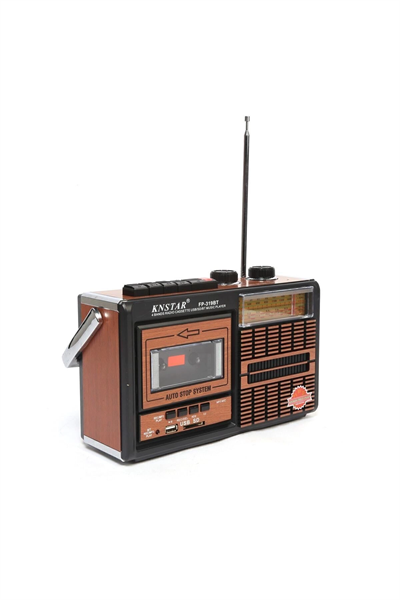 Bluetooth özellikli kahverengi nostaljik kaset çalar USB SD TF kart FM AM SW1-2 radyo 2 yıl