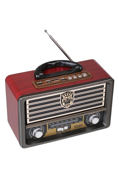 Bluetooth özellikli kahverengi nostaljik radyo USB AUX girişli uzaktan kumandalı hoparlör