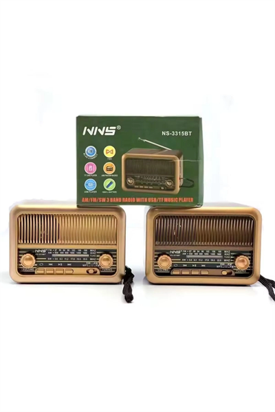 Bluetooth özellikli kahverengi taşınabilir nostaljik radyo MP3 çalar 2 yıl garantili