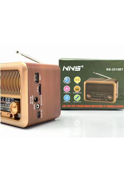 Bluetooth özellikli kahverengi taşınabilir nostaljik radyo MP3 çalar 2 yıl garantili