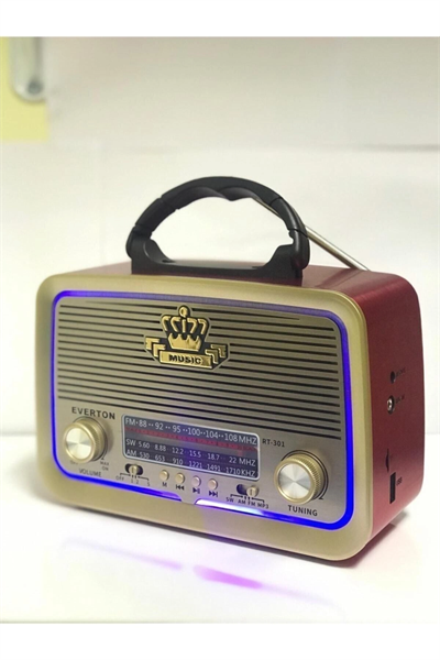 Bluetooth özellikli kırmızı nostaljik radyo mp3 çalar 2 yıl garantili - Elektronik