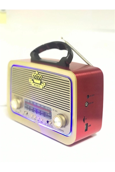 Bluetooth özellikli kırmızı nostaljik radyo mp3 çalar 2 yıl garantili - Elektronik