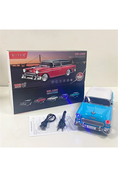 Bluetooth özellikli mavi nostaljik radyo hoparlör 10 watt FM radyo SD kart USB girişli