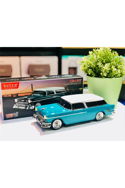 Bluetooth özellikli mavi nostaljik radyo hoparlör 10 watt FM radyo SD kart USB girişli