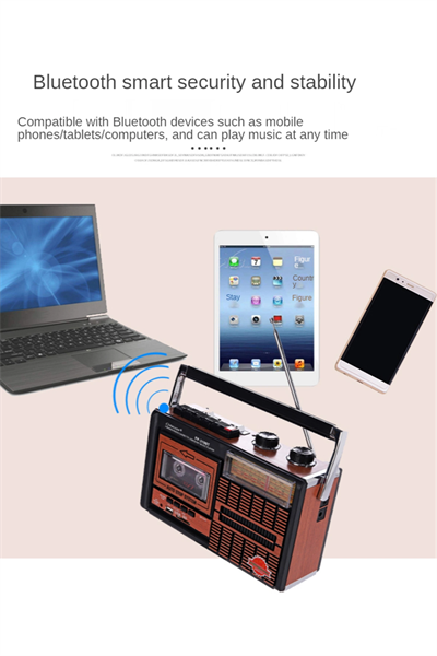 Bluetooth özellikli nostaljik radyo USB kart FM radyo kaset çalar bordo 2 yıl garantili