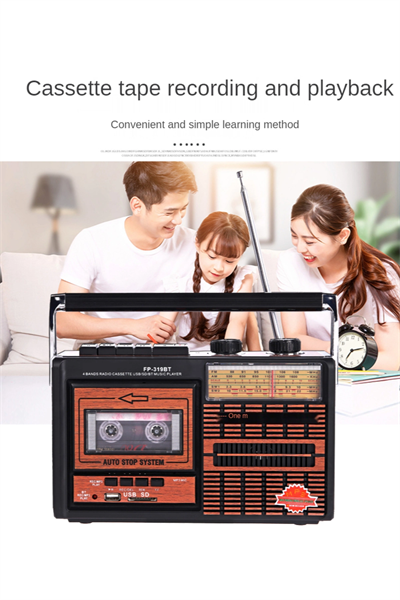 Bluetooth özellikli nostaljik radyo USB kart FM radyo kaset çalar bordo 2 yıl garantili