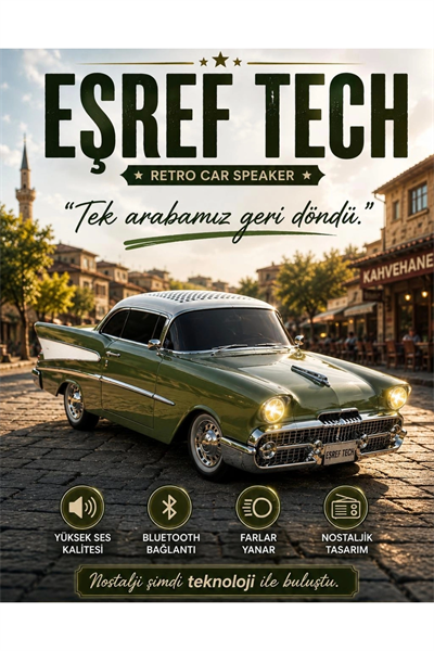 Bluetooth özellikli nostaljik radyo hoparlör 10 watt FM radyo SD kart USB girişli yeşil