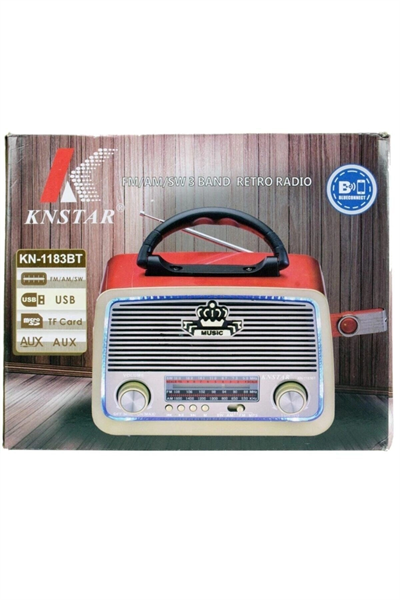 Bluetooth özellikli şarjlı LED aydınlatmalı ahşap nostaljik radyo MP3 çalar gri 2 yıl garantili