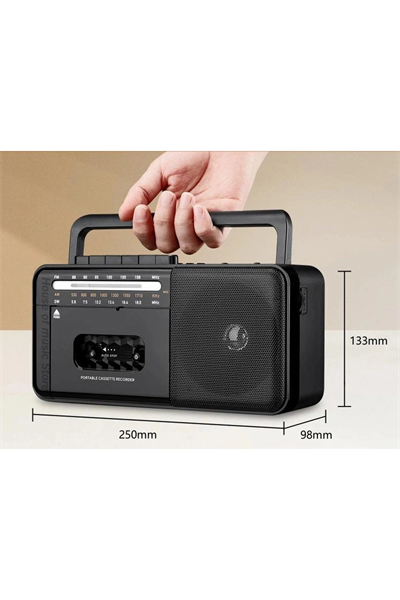 Bluetooth özellikli siyah kaset çalar FM radyo USB MP3 oynatıcı 2 yıl garantili - Elektronik