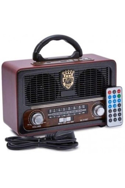 Bluetooth özellikli siyah nostaljik radyo kumandalı ve ışıklı 2 yıl garantili - Elektronik