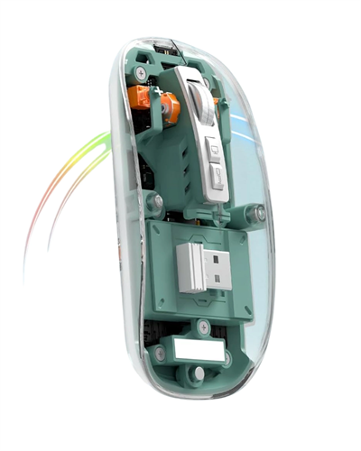 Bluetooth ve 2.4G USB Destekli Pilli Kablosuz Şeffaf Mouse