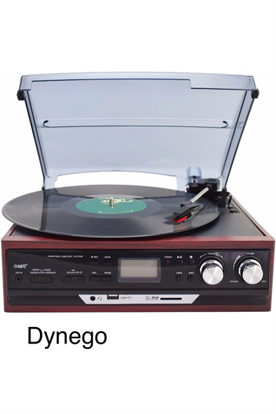 Bluetoothlu kumandalı hoparlörlü pikap radyo kaset usb mp3 çalar kahverengi 2 yıl garantili
