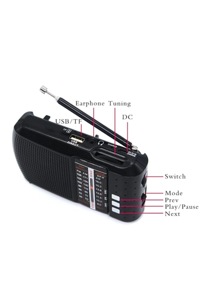 Bluetoothlu şarjlı cep radyosu FM radyo USB TF kart girişli çok renkli 2 yıl garantili