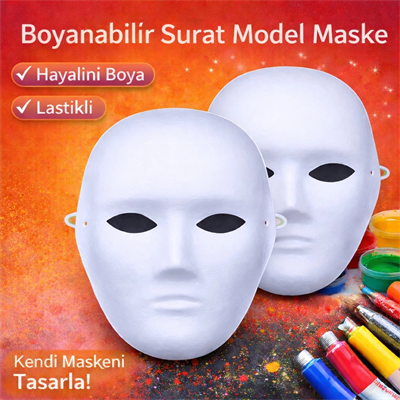 Boyanabilir Surat Model Maske – Lastikli | Kendin Tasarla Bx40