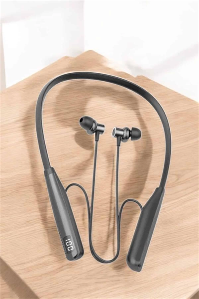 Boyun Askılı Bluetooth Kulaklık Uzun Şarj Süreli Dijital Göstergeli Kablolu