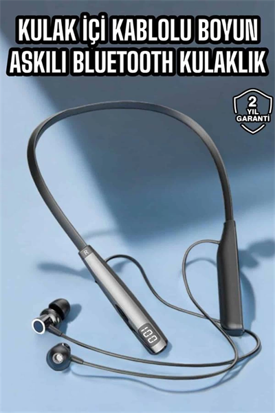 Boyun Askılı Bluetooth Kulaklık Uzun Şarj Süreli Dijital Göstergeli Kablolu