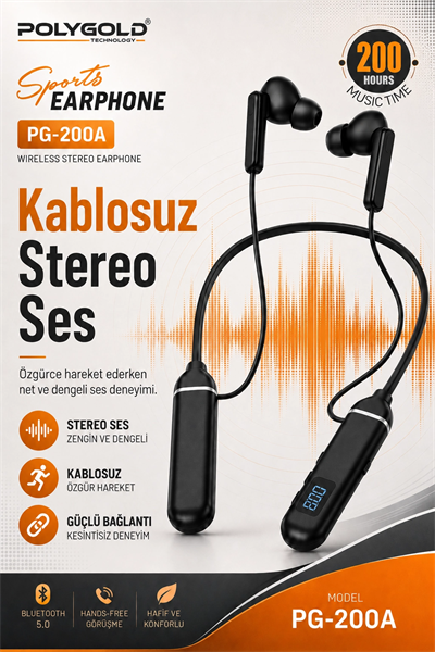 Boyun Askılı Kablosuz Stereo Kulaklık Spor Kullanıma Uygun Mikrofonlu Model