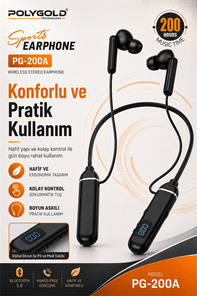Boyun Askılı Kablosuz Stereo Kulaklık Spor Kullanıma Uygun Mikrofonlu Model
