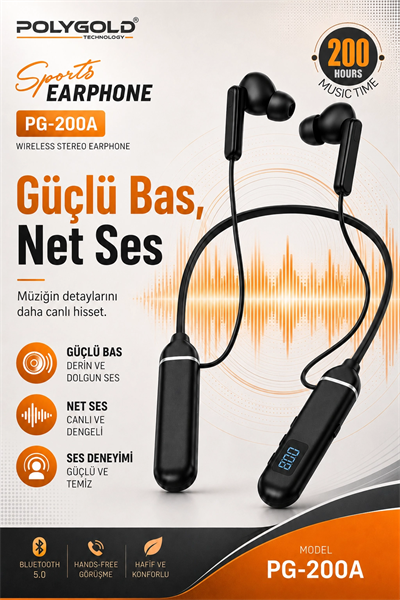 Boyun Askılı Kablosuz Stereo Kulaklık Spor Kullanıma Uygun Mikrofonlu Model