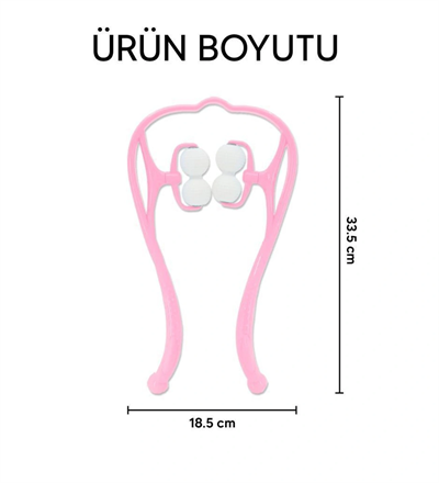 Boyun Bacak Ayak Bel Masaj Aleti Çok Fonksiyonlu Manuel 4 Tekerlekli - Pembe
