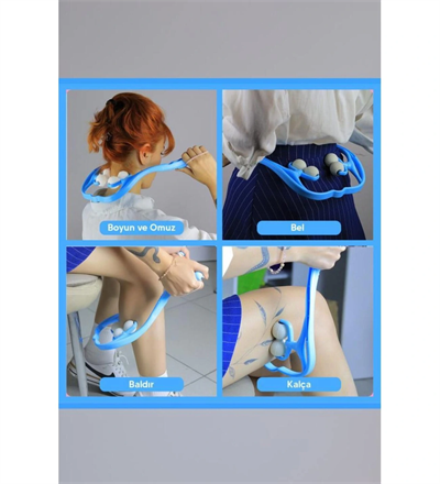 Boyun Bacak Ayak Bel Masaj Aleti Çok Fonksiyonlu Manuel 4 Tekerlekli - Mavi